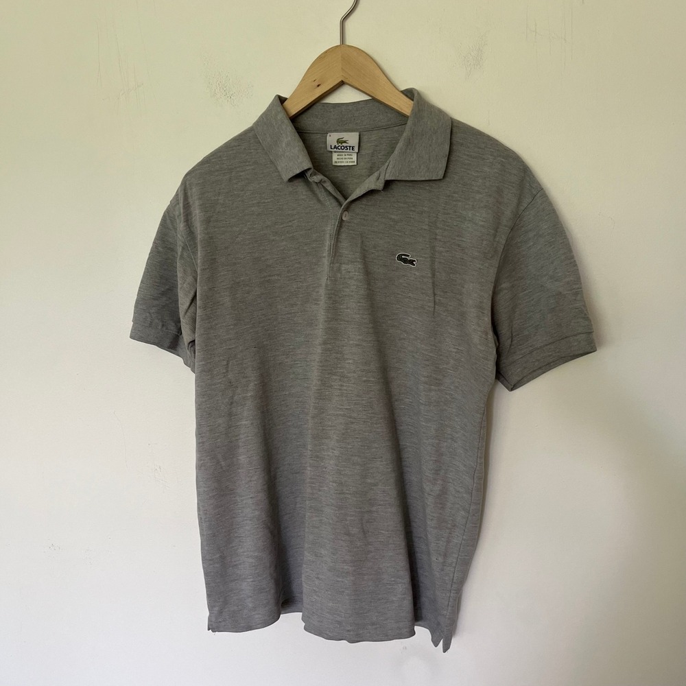 Lacoste Mens Short Sleeve Pique Cotton Polo Shirt Heather Grey Size 5 L